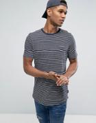 Jack & Jones Originals T-shirt With Stripe And Pocket With Curved Hem - Black