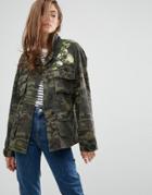 Gestuz Bella Camoflage Jacket - Green