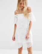 Asos Premium Off Shoulder Sundress With Embroidery - White