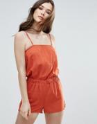 Vero Moda Strappy Romper With Elasticated Waist - Orange