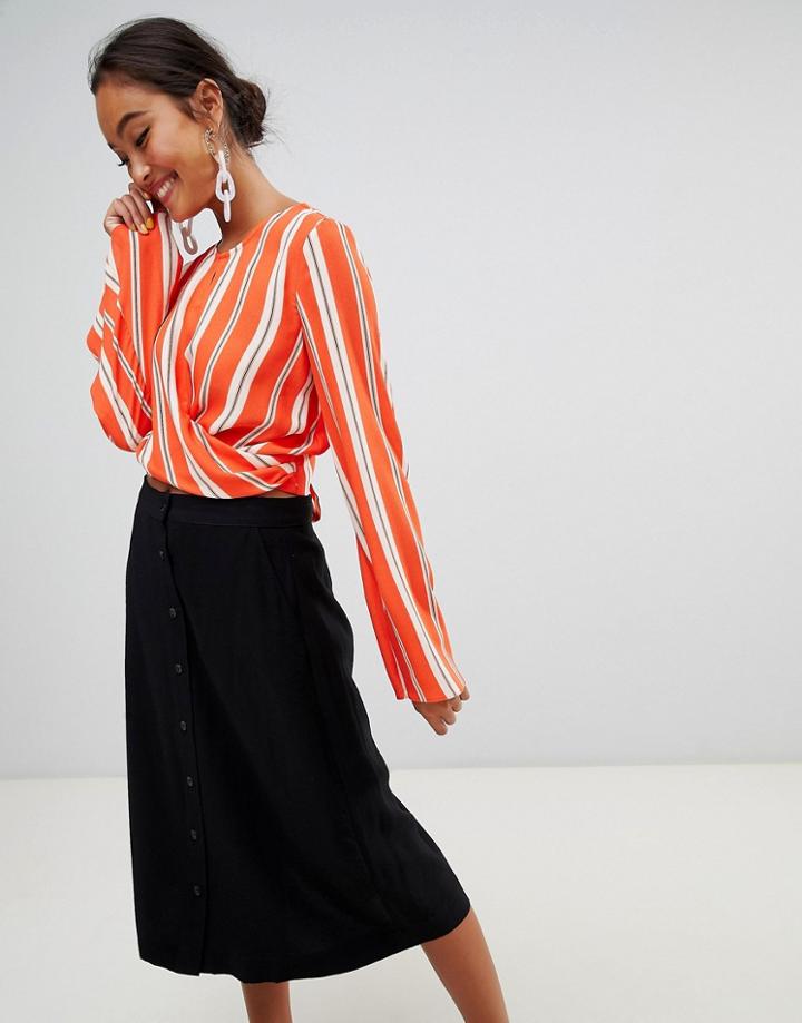 Miss Selfridge Striped Twist Front Blouse - Multi