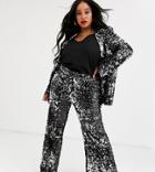 Skylar Rose Plus Flared Pants In Sleek Sequin Two-piece