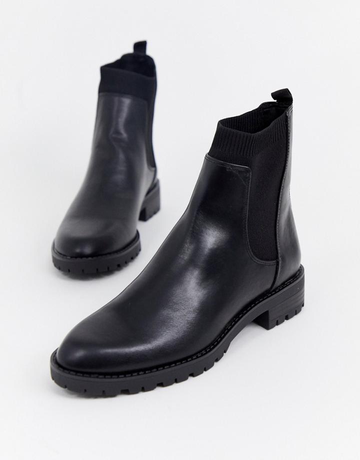 Stradivarius Elastic Side Chelsea Boot - Black