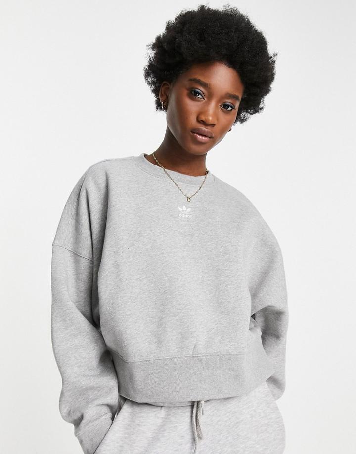 Adidas Originals Essential Sweat With Central Logo In Gray