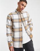 Topman Check Shirt In Stone-neutral