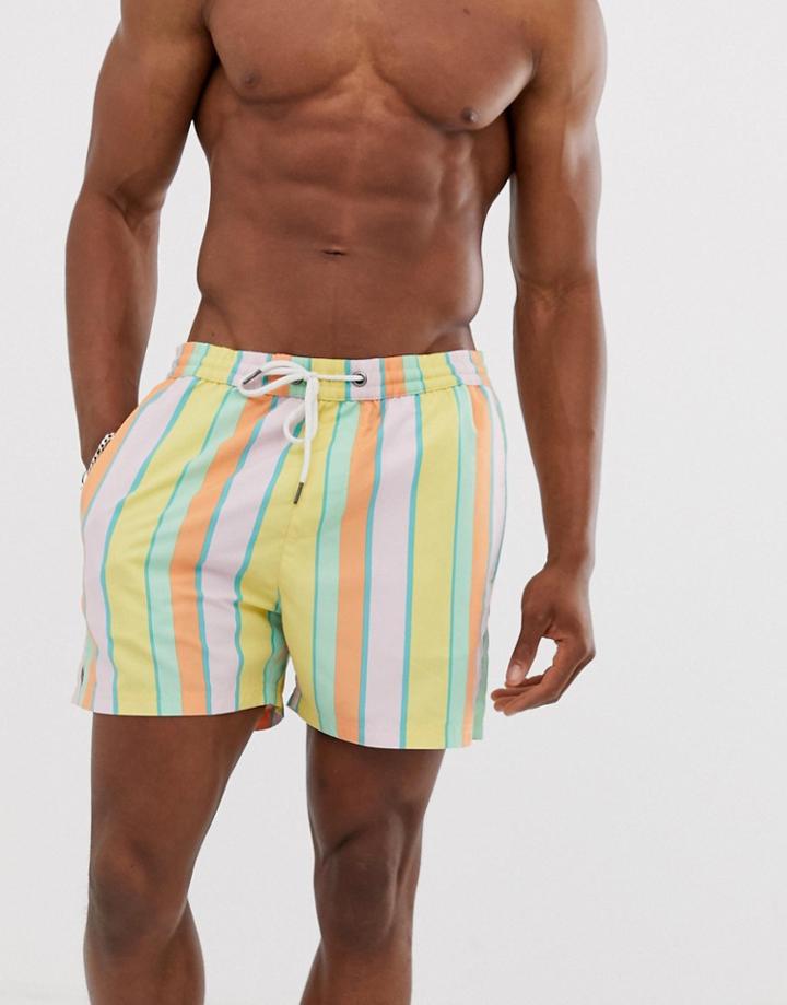 Another Influence Stripe Print Swim Shorts - Pink