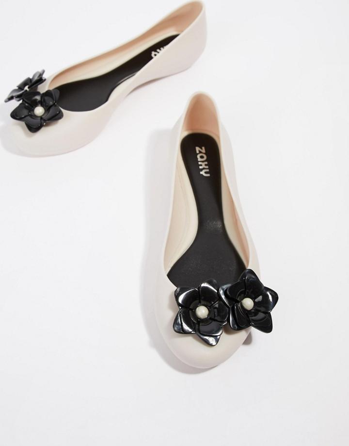 Zaxy Pop Flower Ballerinas - Cream