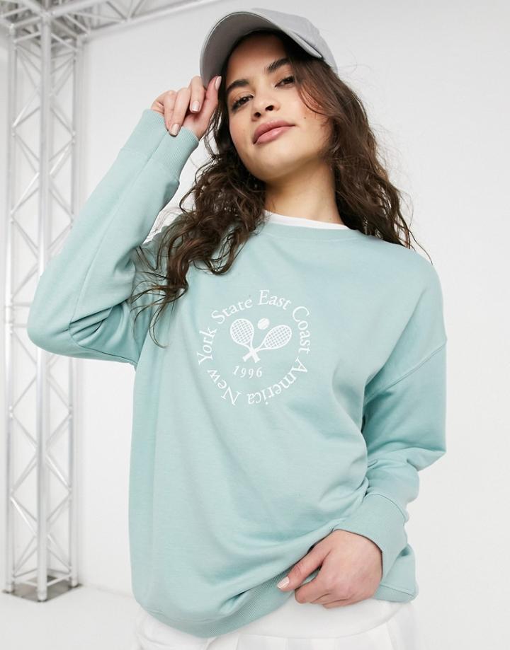 New Look Tennis Club Sweatshirt In Light Green