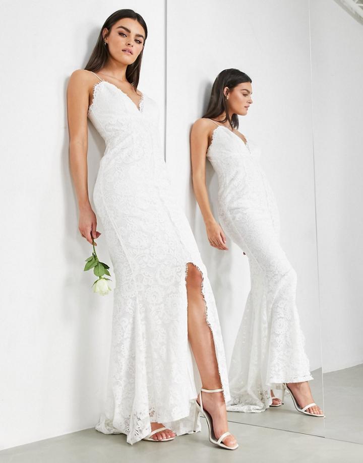Asos Edition Lace Cami Wedding Dress-white