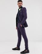 Asos Design Wedding Super Skinny Tuxedo Suit Pants In Purple