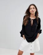 The English Factory Ruffle Sleeve Blouse - Black