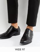 Asos Wide Fit Brogue Shoes In Black - Black