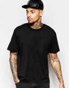 Asos T-shirt In Boxy Cropped Fit In Heavyweight Jersey In Black - Black