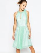 Traffic People Never Ending Story Halter Dress With Pleated Skirt - Green