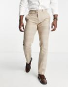 Gianni Feraud Slim Fit Suit Pants In Beige Check-neutral