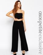 Asos Petite Co-ord Wide Leg Pants In Crepe - Black