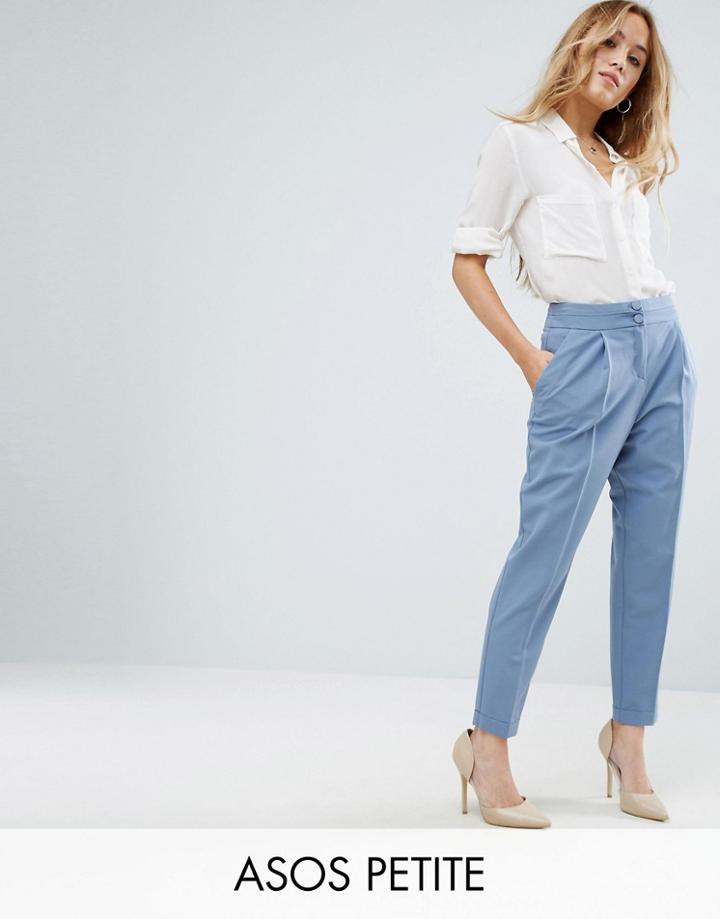 Asos Petite High Waist Tapered Pant - Blue