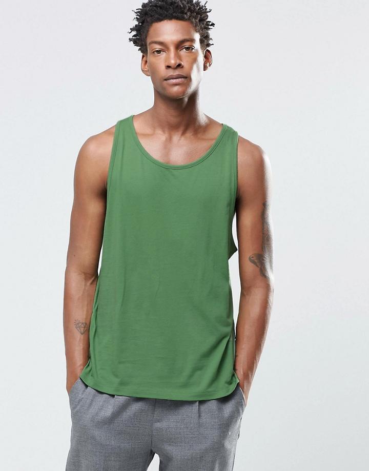 Adpt Basic Tank Tank With Loose Crew Neck - Elm Green
