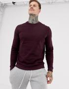 Asos Design Sweatshirt In Burgundy-red