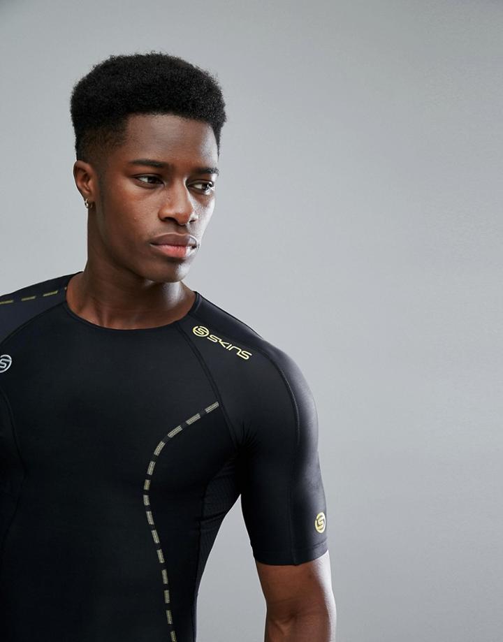 Skins Dnamic Compression Short Sleeve T-shirt In Black Da99050049001 - Black