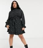 Simply Be Skater Dress With Tie Waist Detail In Star Print-multi