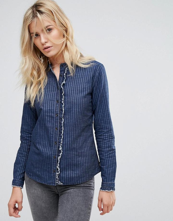Pepe Jeans Lennie Collarless Denim Shirt - Blue
