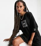 Puma Off Beat Paisley Print T-shirt Dress In Black