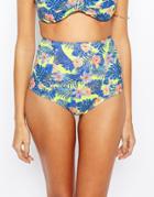 Asos Mix And Match Tropic Floral Print High Waist Bikini Bottom - Floral Tropic