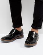 Base London Turner Leather Hi Shine Brogue Shoes In Black - Black