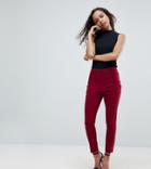 Asos Petite High Waist Pants In Skinny Fit - Red