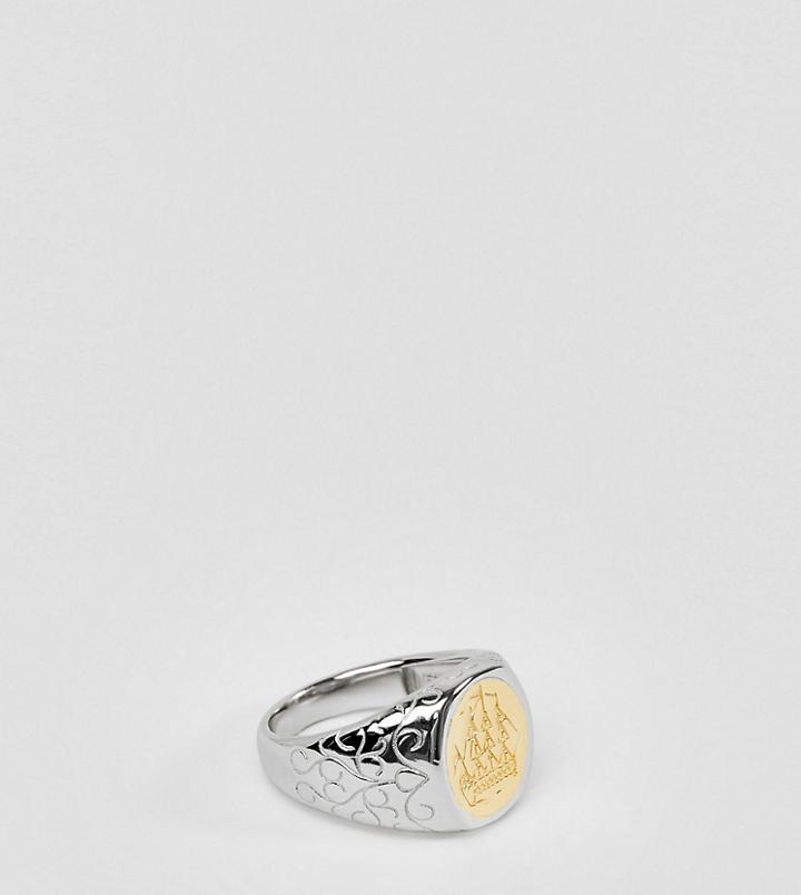 Serge Denimes Merchant Ring In Solid Silver With 14k Gold Plating