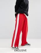 Adolescent Clothing Wide Leg Joggers With Side Stripe - Red