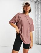 Asos Design Oversized T-shirt With Exposed Seam Detail In Brown-multi