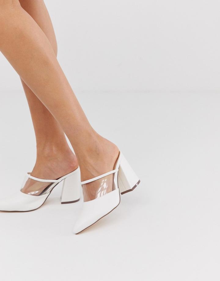 London Rebel Heeled Clear Mules - White