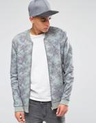 Asos Floral Print Jersey Bomber Jacket - Black