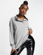 Public Desire Oversized Polo Shirt With Front Slogan In Heather Gray-grey