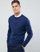 Asos Design Cotton Sweater In Navy