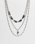 Bershka Layered Chain Necklace In Silver