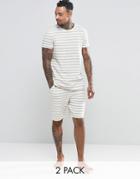 Asos Loungewear Stripe T -shirt & Short Set - Multi