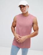 Asos Design Relaxed Tank With Dropped Armhole In Pink - Pink