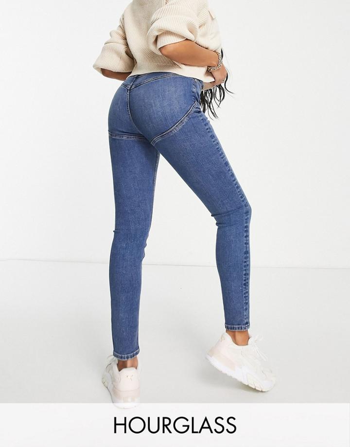 Asos Design High Rise Lift And Contour Stretch Skinny Jeans In Dark Blue-blues
