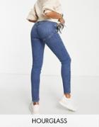 Asos Design High Rise Lift And Contour Stretch Skinny Jeans In Dark Blue-blues