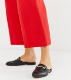 Asos Design Wide Fit Moves Leather Mule Loafers-black