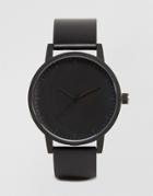 Swco Kent Leather Watch In Black - Black