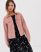 Brave Soul Alaska Jacket In Cord-pink