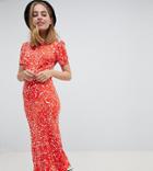 Asos Design Petite City Maxi Tea Dress In Star Print - Multi