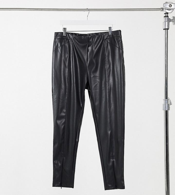 In The Style Plus X Lorna Luxe Faux Leather Leggings In Black