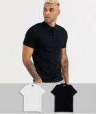 Asos Design 2 Pack Short Sleeve Pique Polo Save-multi