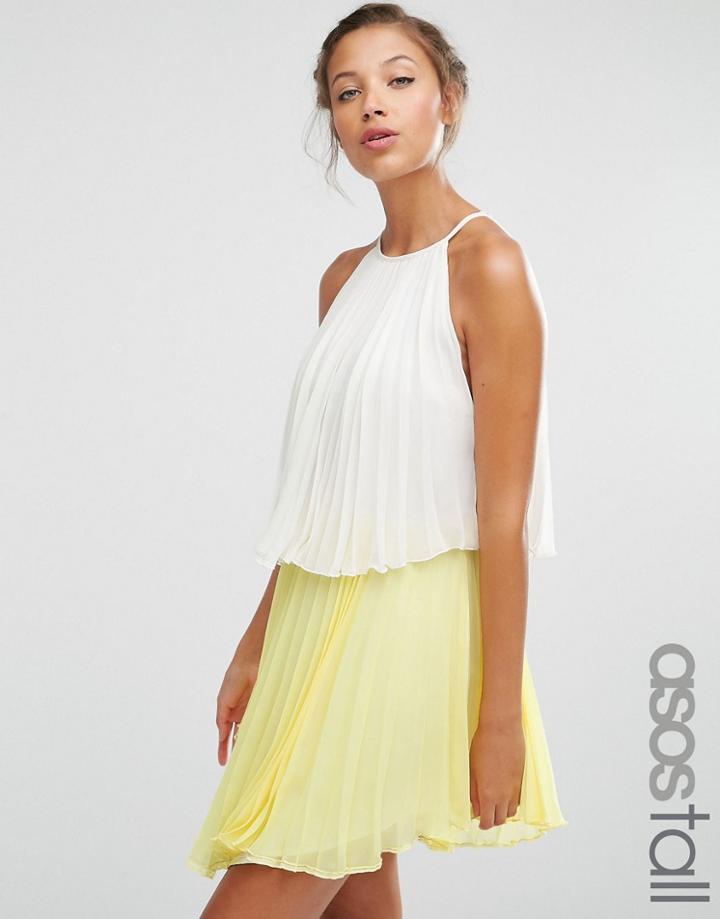 Asos Tall Tiered Colourblock Pleated Mini Dress - Multi