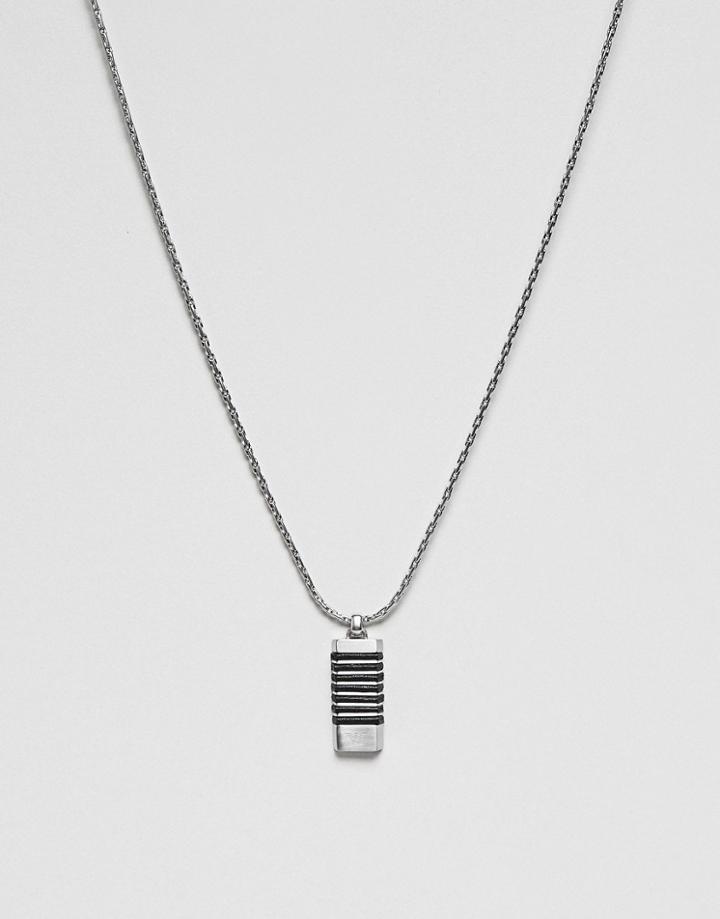 Emporio Armani Logo Tube Necklace In Silver - Silver